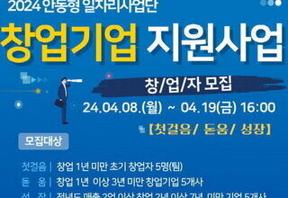 안동형일자리 '창업기업 지원' 모집